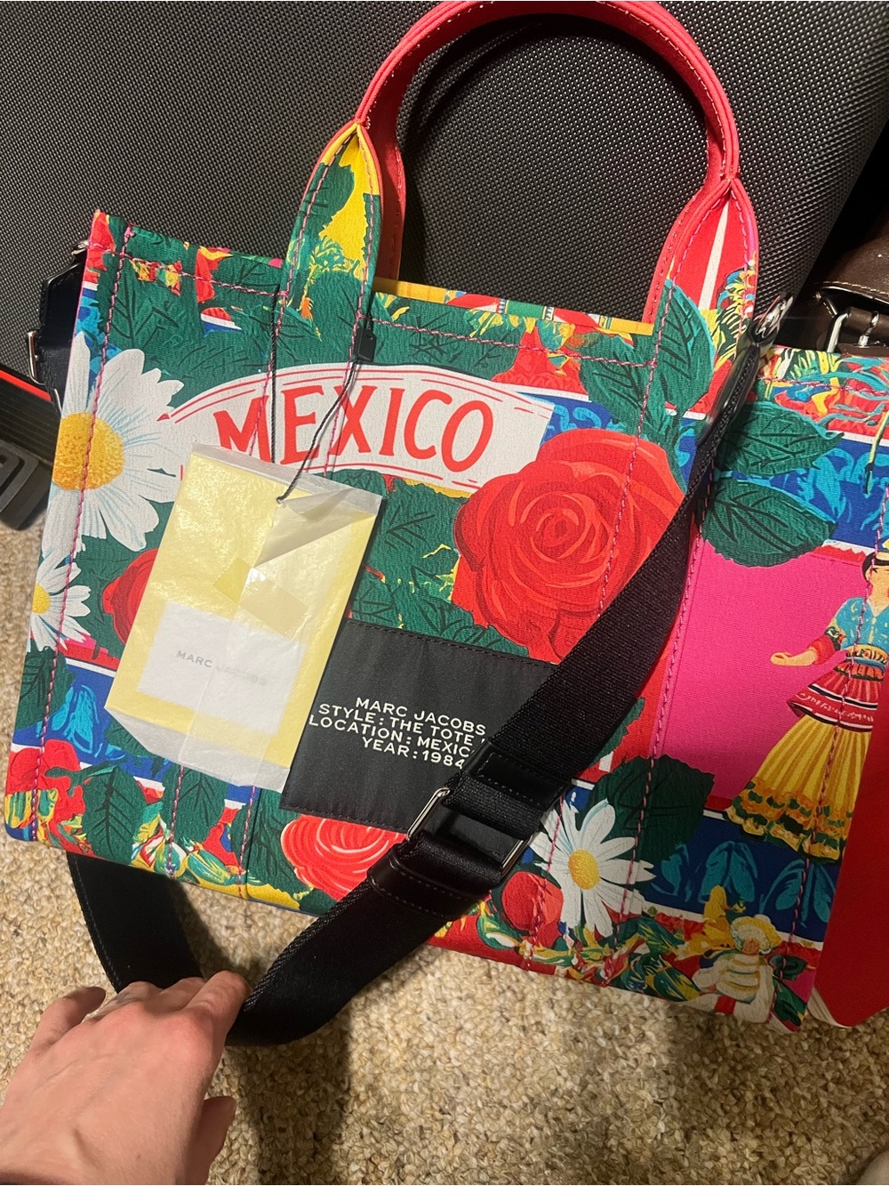 Marc Jacobs Multicolor Mexico Floral Tote with Pink Panels